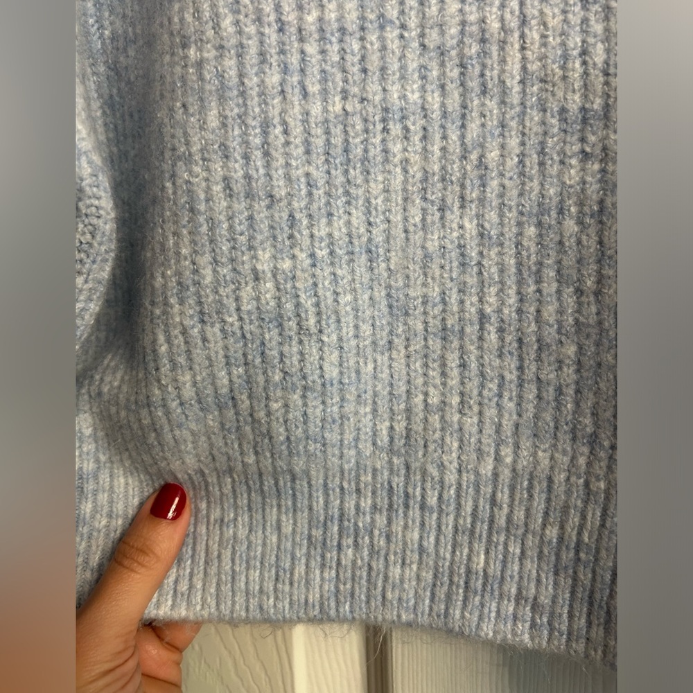Topshop Cropped Heather Blue Sweater - Picture 4 of 4